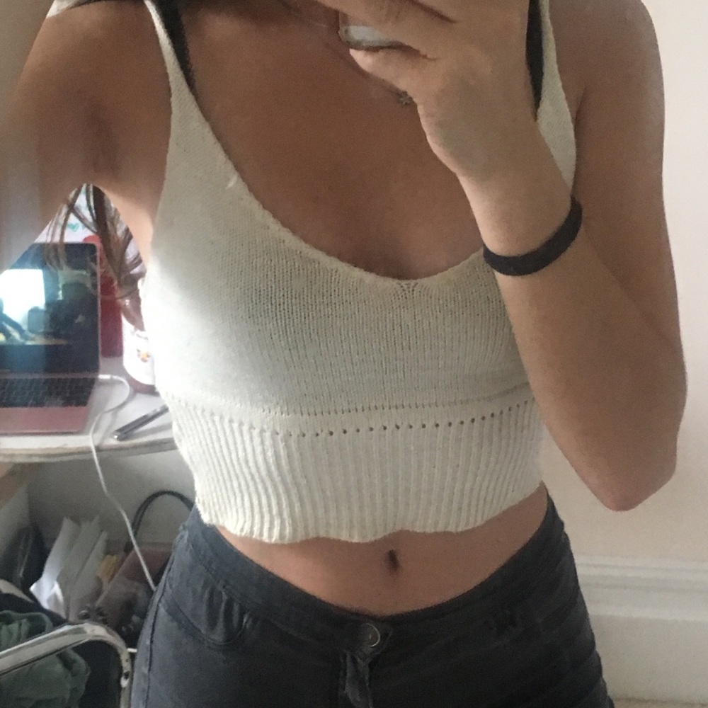 Super cute white knit tank.